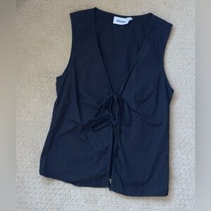 Weekday black fitted vest top with ties